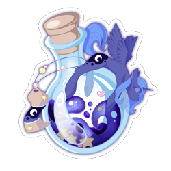 Size: 2000x2000 | Tagged: safe, artist:mychelle, imported from derpibooru, princess luna, pony, bottle, female, high res, micro, s1 luna, simple background, solo, transparent background