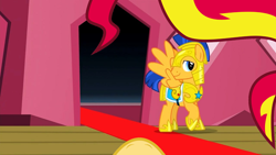 Size: 1280x720 | Tagged: safe, artist:charleston-and-itchy, edit, edited screencap, imported from derpibooru, screencap, flash sentry, sunset shimmer, female, flashimmer, male, shipping, straight