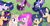 Size: 2324x1216 | Tagged: safe, artist:gloriaartist, artist:starflightsparkleyt, imported from derpibooru, oc, oc only, oc:cheer up, oc:crystal star, oc:evenfall sparkle, oc:harmony light, oc:luna, oc:mery, oc:starflight sparkle, oc:starshine sentry, pegasus, pony, unicorn, female, hooves to the chest, lying, lying down, lying in grass, lying on the ground, mare, offspring, on back, parent:flash sentry, parent:twilight sparkle, parents:flashlight