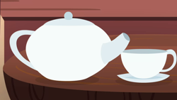 Size: 1280x720 | Tagged: safe, imported from derpibooru, screencap, discordant harmony, background, cup, no pony, scenic ponyville, table, teacup, teapot