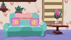 Size: 1280x720 | Tagged: safe, imported from derpibooru, screencap, discordant harmony, season 7, background, couch, discord's house, liminal space, no pony, plant, scenic ponyville