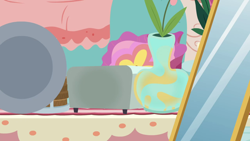 Size: 1280x720 | Tagged: safe, imported from derpibooru, screencap, discordant harmony, background, discord's house, mirror, no pony, plate, scenic ponyville, toaster