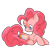 Size: 1280x1280 | Tagged: safe, artist:pearyboo, imported from derpibooru, pinkie pie, butterfly, earth pony, pony, colored sketch, cute, diapinkes, female, head turned, looking at something, looking down, lying down, mare, prone, simple background, solo, transparent background, turned head