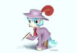 Size: 1026x712 | Tagged: safe, alternate version, artist:vinilyart, imported from derpibooru, coco pommel, earth pony, pony, cigarette, cigarette holder, clothes, fashion, female, hat, mare, solo