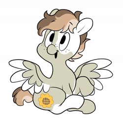 Size: 1800x1800 | Tagged: safe, artist:ruri0824tby, imported from derpibooru, oc, oc only, oc:sunrich maron, pegasus, pony, coat markings, commission, female, freckles, mare, simple background, solo, spread wings, white background, wings