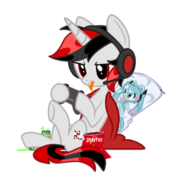 Size: 2619x2619 | Tagged: safe, artist:blurry-kun, imported from derpibooru, kotobukiya, oc, oc only, oc:blackjack, pony, unicorn, fallout equestria, fallout equestria: project horizons, body pillow, chips, commission, controller, cute, doritos, eating, fanfic art, female, food, gaming, gaming headset, hatsune miku, headset, herbivore, high res, horn, kotobukiya hatsune miku pony, mare, mountain dew, ponified, simple background, soda can, solo, transparent background, unicorn oc, vocaloid, ych result