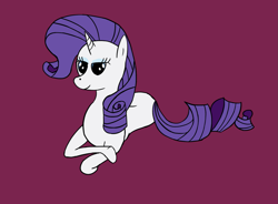 Size: 1407x1035 | Tagged: safe, artist:librarylonging, imported from derpibooru, rarity, pony, unicorn, female, lidded eyes, lying down, mare, missing cutie mark, purple background, red background, simple background, solo