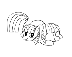 Size: 1461x1150 | Tagged: safe, artist:librarylonging, imported from derpibooru, twilight sparkle, pony, unicorn, black and white, clone, grayscale, lineart, lying down, lying on top of someone, monochrome