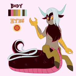 Size: 1100x1100 | Tagged: safe, artist:enigmadoodles, imported from derpibooru, oc, oc only, hybrid, female, interspecies offspring, magical gay spawn, offspring, parent:discord, parent:lord tirek, parents:tirekcord, solo