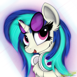 Size: 4000x4000 | Tagged: safe, artist:ser-p, imported from derpibooru, dj pon-3, vinyl scratch, pony, unicorn, absurd resolution, bust, chest fluff, headphones, portrait, solo