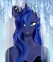 Size: 4000x4700 | Tagged: safe, artist:livitoza, imported from derpibooru, princess luna, alicorn, anthro, breasts, busty princess luna, female, hair over one eye, mare, solo