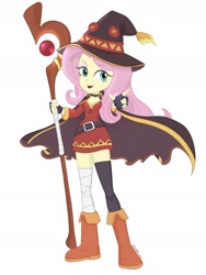 Size: 1402x1866 | Tagged: safe, artist:ztaroth, imported from derpibooru, fluttershy, equestria girls, anime, clothes, cosplay, costume, crossover, konosuba, megumin, solo