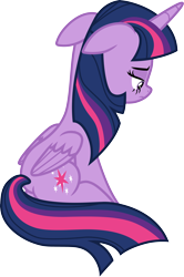 Size: 3000x4520 | Tagged: safe, artist:cloudy glow, artist:cloudyglow, imported from derpibooru, twilight sparkle, alicorn, pony, the ending of the end, .ai available, female, floppy ears, high res, mare, sad, simple background, sitting, solo, transparent background, twilight sparkle (alicorn), vector