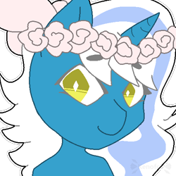 Size: 500x500 | Tagged: safe, artist:kenofos, imported from derpibooru, oc, oc:fleurbelle, alicorn, alicorn oc, bow, female, flower, flower in hair, hair bow, horn, mare, simple background, smiling, transparent background, wings, yellow eyes