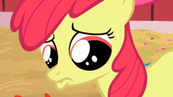 Size: 1280x720 | Tagged: safe, imported from derpibooru, screencap, apple bloom, earth pony, pony, season 2, the last roundup, adorabloom, cute, daaaaaaaaaaaw, eyelashes, female, filly, pouting, puppy dog eyes, sad, sadness, sadorable, solo
