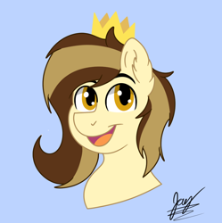 Size: 980x983 | Tagged: safe, artist:jay_wackal, imported from derpibooru, oc, oc only, oc:prince whateverer, pony, crown, fanart, jewelry, male, open mouth, regalia, smiling, solo