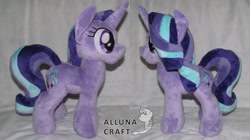 Size: 1024x572 | Tagged: safe, artist:allunacraft, imported from derpibooru, starlight glimmer, pony, irl, photo, plushie, solo