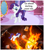 Size: 1960x2220 | Tagged: safe, artist:boneswolbach, artist:estories, artist:paulsentry, edit, imported from derpibooru, vector edit, rarity, pony, unicorn, be careful what you wish for, boutique, campfire, cooked alive, cooking, female, fire, food, insertion, mare, marshmallow, meme, mixed media, play on words, rarity is a marshmallow, roast, solo, solo female, speech bubble, talking to viewer, vector, what did you expect, you asked for it