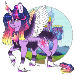 Size: 871x864 | Tagged: safe, artist:malinraf1615, imported from derpibooru, twilight sparkle, alicorn, pony, alternate design, colored wings, multicolored wings, solo, twilight sparkle (alicorn), wings