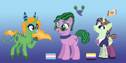 Size: 1000x500 | Tagged: safe, artist:fermin-tenava, imported from derpibooru, oc, earth pony, original species, unicorn, cutie mark, genderfluid, genderqueer, nonbinary, pride, pride flag, transgender, transgender pride flag