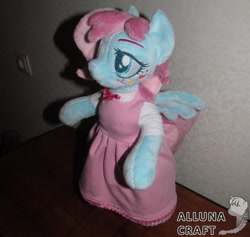 Size: 1024x972 | Tagged: safe, artist:allunacraft, imported from derpibooru, oc, oc only, anthro, pegasus, semi-anthro, anthro plushie, bipedal, chibi, clothes, dress, female, mare, plushie, solo