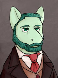 Size: 520x700 | Tagged: safe, artist:bunnyshrubby, imported from derpibooru, oc, oc only, oc:grand cru, earth pony, pony, equestria at war mod, clothes, facial hair, moustache, necktie, suit