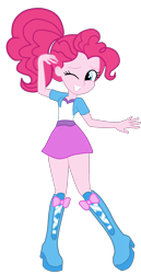 Size: 1660x3205 | Tagged: safe, artist:gmaplay, imported from derpibooru, pinkie pie, equestria girls, alternate hairstyle, boots, clothes, female, shoes, simple background, solo, transparent background