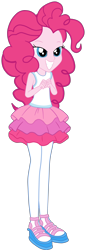 Size: 1580x4581 | Tagged: safe, artist:gmaplay, imported from derpibooru, pinkie pie, equestria girls, clothes, cute, diapinkes, female, grin, high res, rah rah skirt, simple background, skirt, smiling, solo, transparent background