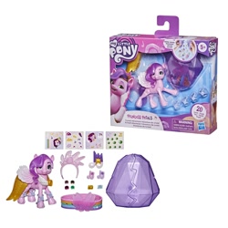 Size: 2000x2000 | Tagged: safe, imported from derpibooru, pipp petals, pegasus, pony, box, female, g5, hasbro logo, high res, mare, music notes, my little pony logo, official, sticker, toy, wristband