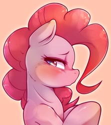 Size: 1820x2048 | Tagged: safe, artist:kurogewapony, imported from derpibooru, pinkie pie, earth pony, pony, blushing, embarrassed, looking back, ponk, simple background