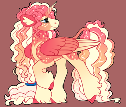 Size: 2600x2200 | Tagged: safe, artist:loryska, imported from derpibooru, oc, oc only, alicorn, pony, female, high res, mare, offspring, parent:big macintosh, parent:princess cadance, parents:cadmac, simple background, solo, two toned wings, wings