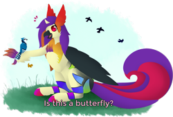 Size: 1669x1129 | Tagged: safe, artist:dreepymom, artist:the-dreepy-mom, imported from derpibooru, oc, oc only, oc:techna, bird, hippogriff, female, is this a pigeon, meme, solo