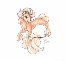 Size: 2521x2378 | Tagged: safe, artist:eeviart, imported from derpibooru, oc, oc only, merpony, seapony (g4), dorsal fin, female, fins, fish tail, flowing tail, high res, signature, simple background, smiling, solo, tail, white background