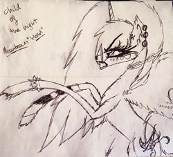 Size: 571x519 | Tagged: safe, artist:beamybutt, imported from derpibooru, oc, oc only, oc:moonbeam, alicorn, pony, alicorn oc, angry, chains, ear piercing, eyelashes, female, horn, lineart, mare, piercing, rearing, signature, traditional art, wings
