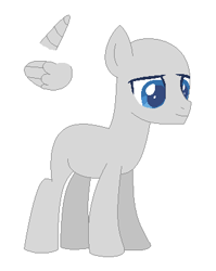 Size: 326x410 | Tagged: safe, artist:somecoconut, imported from derpibooru, oc, oc only, earth pony, pony, bald, base, earth pony oc, horn, male, simple background, smiling, solo, stallion, white background, wings