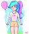 Size: 924x1068 | Tagged: dead source, safe, artist:superiorinfamea, imported from derpibooru, princess celestia, human, abstract background, balloon, clothes, female, humanized, party balloon, shorts, signature, smiling, solo, young celestia, younger