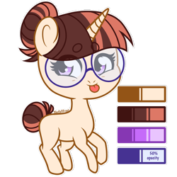 Size: 1448x1448 | Tagged: safe, artist:skyfallfrost, imported from derpibooru, oc, oc only, pony, unicorn, chibi, female, glasses, mare, reference, simple background, solo, tongue out, transparent background