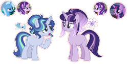 Size: 2380x1204 | Tagged: safe, artist:xxcheerupxxx, imported from derpibooru, oc, pony, unicorn, base used, female, half-sisters, magical lesbian spawn, mare, offspring, parent:starlight glimmer, parent:trixie, parent:twilight sparkle, parents:startrix, parents:twistarlight, simple background, transparent background