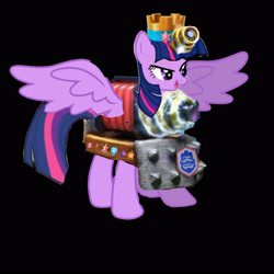 Size: 3464x3464 | Tagged: safe, imported from derpibooru, twilight sparkle, alicorn, pony, black background, clash royale, element of generosity, element of honesty, element of kindness, element of laughter, element of loyalty, element of magic, elements of harmony, female, high res, mare, princess wehrmacht, simple background, sparky, sparky (clash royale), the legendary card, twilight sparkle (alicorn), twilight sparky