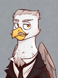 Size: 520x700 | Tagged: safe, artist:bunnyshrubby, imported from derpibooru, oc, oc only, griffon, equestria at war mod, clothes, facial hair, griffon oc, moustache, necktie, suit