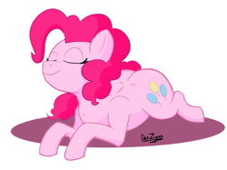 Size: 4098x3072 | Tagged: safe, artist:datzigga, imported from derpibooru, pinkie pie, earth pony, pony, balloonbutt, butt, cute, diapinkes, eyes closed, lying down, plot, solo