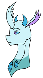 Size: 1831x3284 | Tagged: safe, artist:agdapl, imported from derpibooru, changedling, changeling, bust, changedlingified, curved, horns, medic, simple background, smiling, solo, species swap, team fortress 2, transparent background