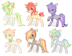 Size: 900x700 | Tagged: safe, artist:lavvythejackalope, imported from derpibooru, oc, oc only, earth pony, pony, unicorn, base used, bow, bowtie, clothes, earth pony oc, female, hair bow, hair over one eye, hoof polish, horn, male, mare, multicolored hair, rainbow hair, raised hoof, simple background, smiling, socks, stallion, transparent background, unicorn oc