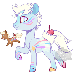 Size: 800x800 | Tagged: safe, artist:lavvythejackalope, imported from derpibooru, oc, oc only, earth pony, food pony, original species, pony, duo, earth pony oc, food, hoof polish, male, ponified, raised hoof, simple background, smiling, stallion, transparent background