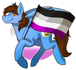 Size: 934x855 | Tagged: artist needed, safe, artist:carrscrap, imported from derpibooru, oc, oc only, oc:pegasusgamer, pegasus, pony, asexual pride flag, looking at you, pride, pride flag, pride month, trotting, wings