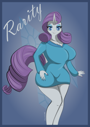 Size: 794x1123 | Tagged: safe, artist:lisandro256, imported from derpibooru, rarity, anthro, unicorn, ambiguous facial structure, big breasts, breasts, busty rarity, female, mare, solo