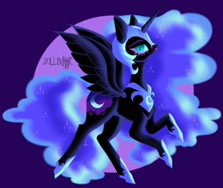 Size: 1440x1218 | Tagged: safe, artist:dollbunnie, imported from derpibooru, nightmare moon, alicorn, pony, ethereal mane, lidded eyes, looking at you, solo, starry mane