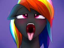 Size: 2000x1500 | Tagged: safe, artist:darky_wings, imported from derpibooru, oc, oc only, oc:darky wings, pony, ahegao, blushing, fangs, female, floppy ears, heart eyes, looking up, maw, mawshot, open mouth, teeth, tongue out, wingding eyes