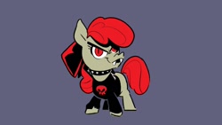 Size: 1280x720 | Tagged: safe, artist:kylesmeallie, imported from derpibooru, apple bloom, earth pony, pony, collar, fangs, goth, solo, spiked collar