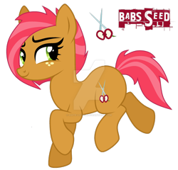 Size: 1280x1228 | Tagged: safe, artist:hate-love12, imported from derpibooru, babs seed, pony, deviantart watermark, female, mare, obtrusive watermark, older, older babs seed, simple background, solo, transparent background, watermark